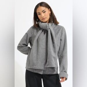 NWT PixieGirl Petite Dark Grey Formal Scarf Coat, XSP/2P